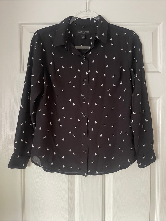 Banana Republic Tops - Banana Republic Black Shirt with White Dog Motif
